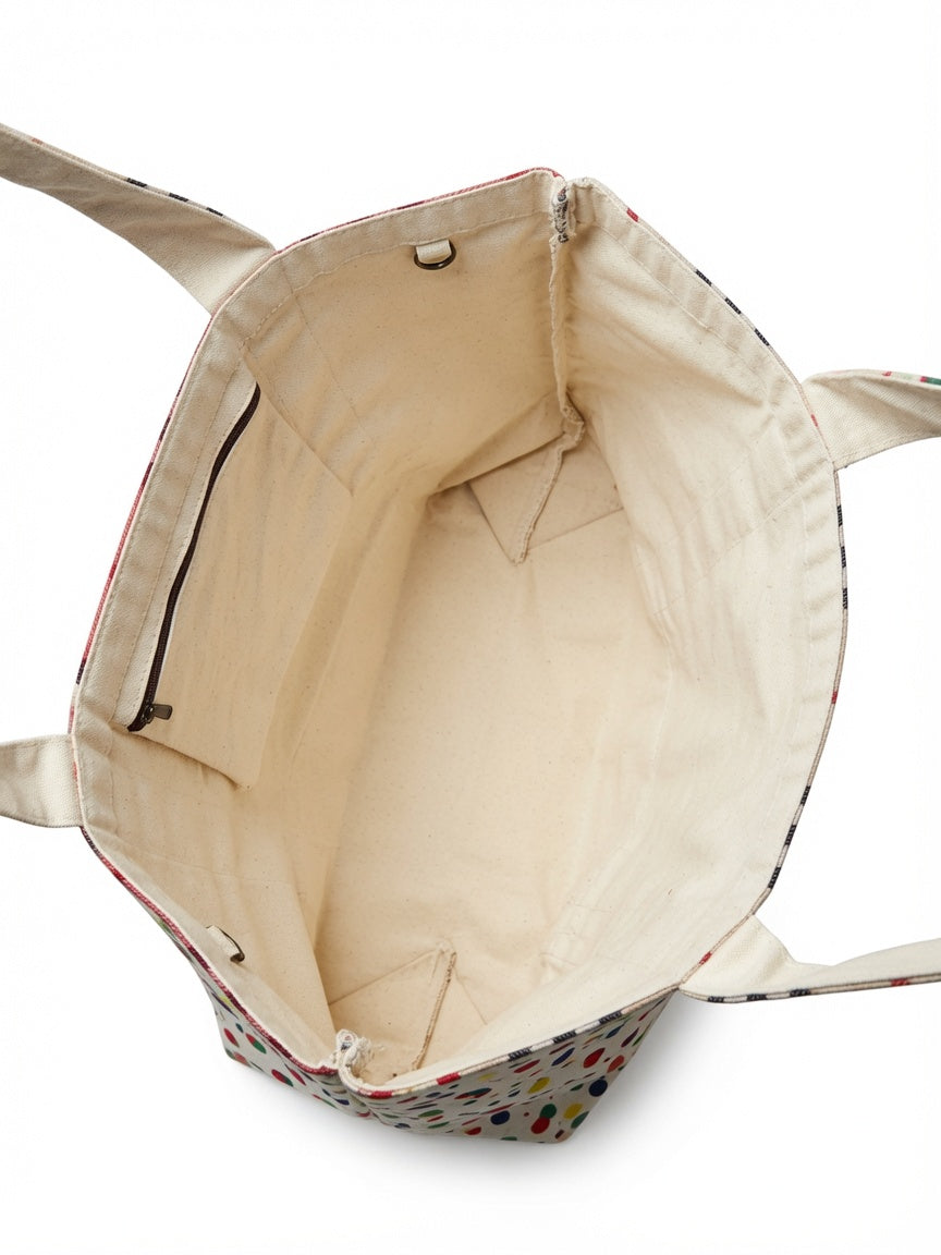 The Kensington Signature Tote Natural tan plaid canvas tote bag, view 4
