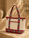 The Stirling Duet Natural tartan plaid canvas tote bag, KANVASSE