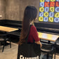 The Exhale Tote bold text canvas tote bag, view 2