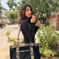 The Wilderness Utility Tote Black camo canvas tote bag, view 2