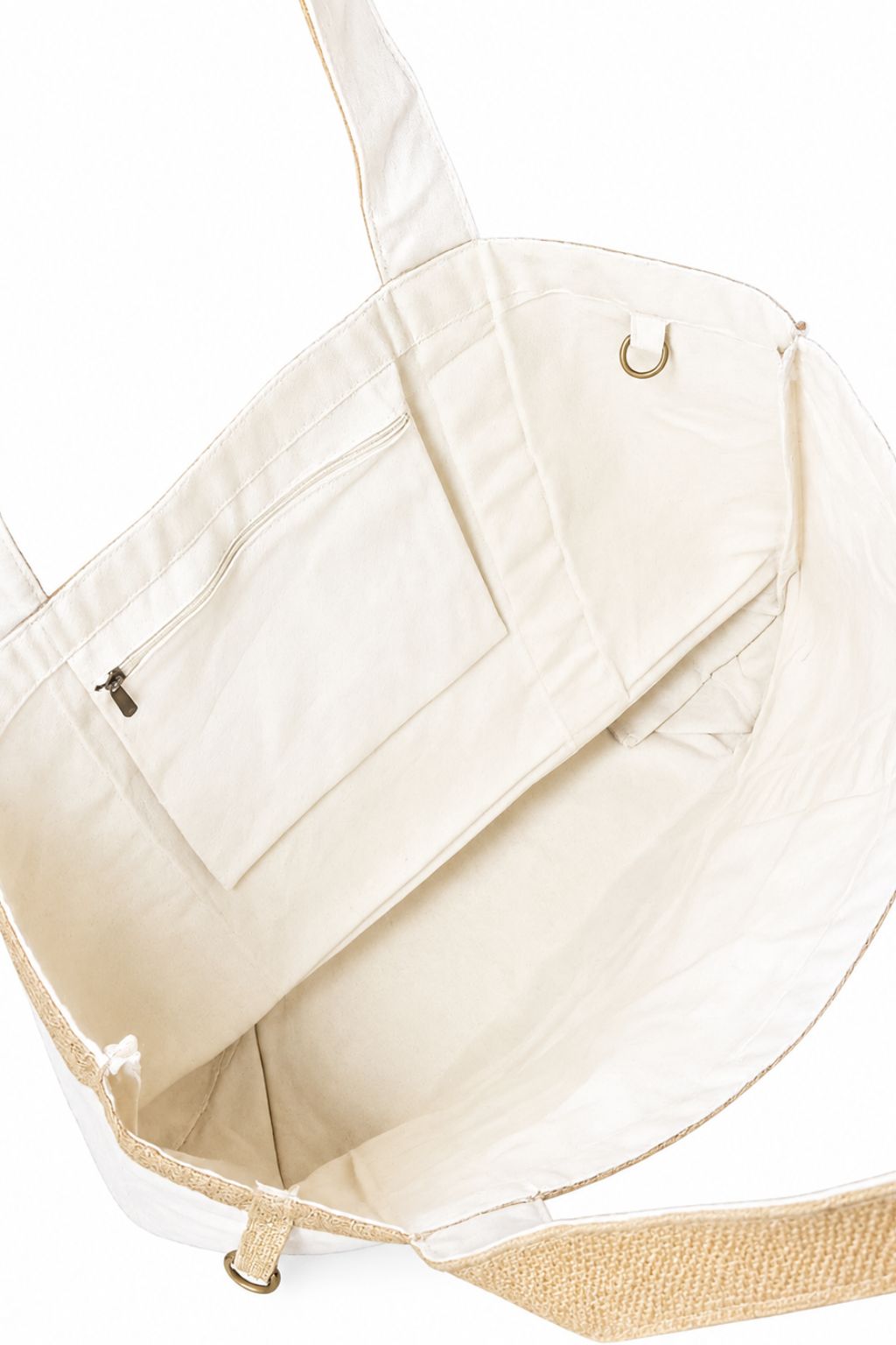 Savannah Structured Tote Natural canvas and jute travel tote bag, view 5