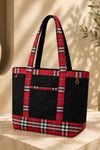 The Stirling Duet Black tartan plaid canvas tote bag, KANVASSE